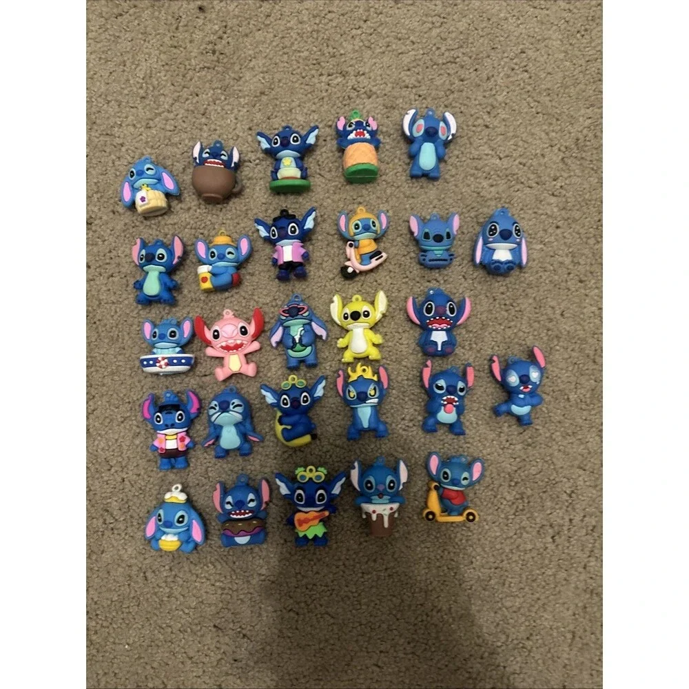 Lot Of 27 Lilo Stitch Vinyl  Keychain Cartoon  Keychain Hanging Pendants